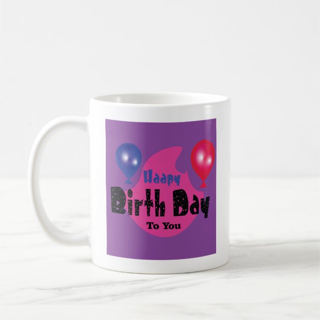 Taza De Café Happy Birthday – Colorful Celebration Party Design (Izquierda)