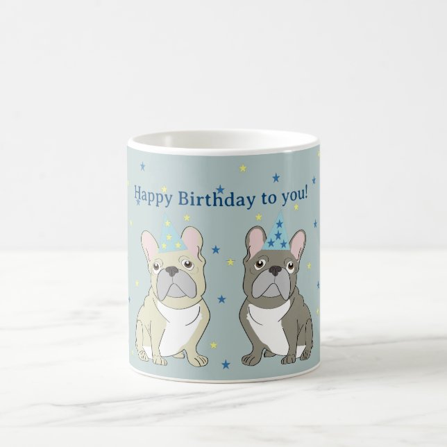 Taza De Café Happy birthday French, bulldog (Centro)
