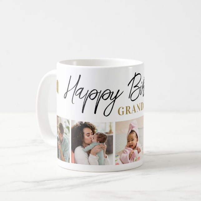 Taza De Café Happy Birthday Grandma 5 Photo Collage Keepsake  (Anverso izquierdo)