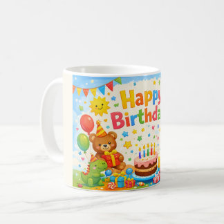 Taza De Café Happy Birthday Kids Colorful Party Mug