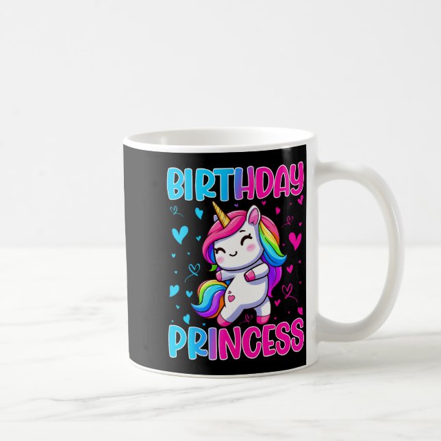 Taza De Café Happy Birthday Princess Unicorn Cute Rainbow Heart (Derecha)