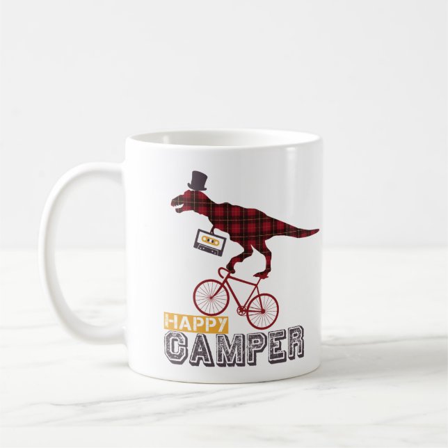 Taza De Café Happy Camper Mix Tape Bicicleta Dinosaur (Izquierda)