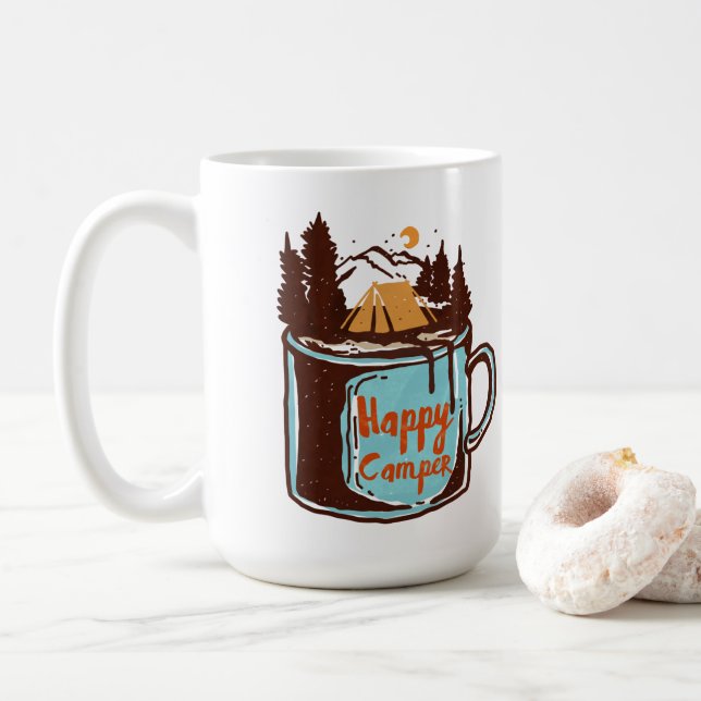 Taza De Café Happy Camper Mug (Con donut)