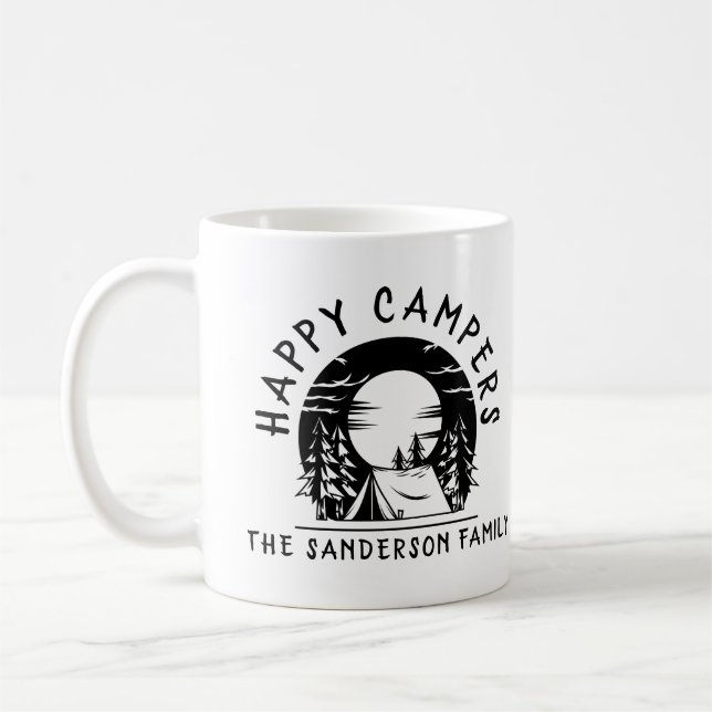 Taza De Café Happy Campers Familia Nombre Camping Viaje (Izquierda)