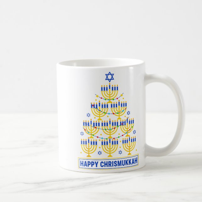 Taza De Café Happy Chrismukkah Hanukkah Light Tree Jewish Holid (Derecha)