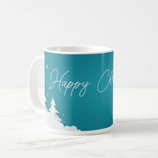 Taza De Café Happy Christmas – Festive Holiday Blue Mug (Anverso izquierdo)