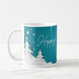Taza De Café Happy Christmas – Festive Holiday Blue Mug