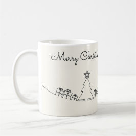 Taza De Café Happy Christmas Line Drawing With Santa & Sleigh