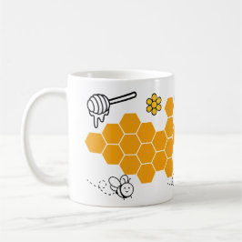 Taza De Café Happy Cute Bee Comb Funny Honey Pattern