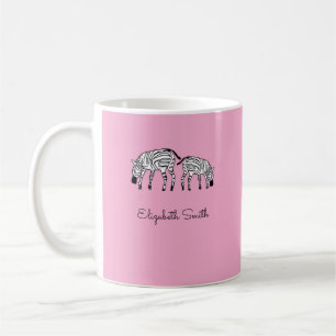 Taza De Café Happy Cute Kenya Zebras Pink Mug