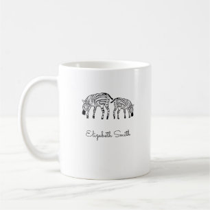 Taza De Café Happy Cute Kenya Zebras White Mug