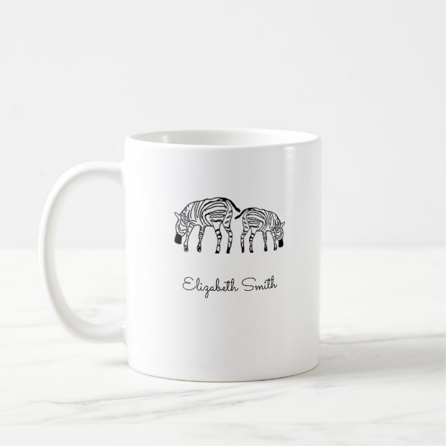 Taza De Café Happy Cute Kenya Zebras White Mug (Izquierda)