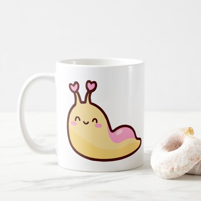 Taza De Café Happy Cute Slug (Con donut)
