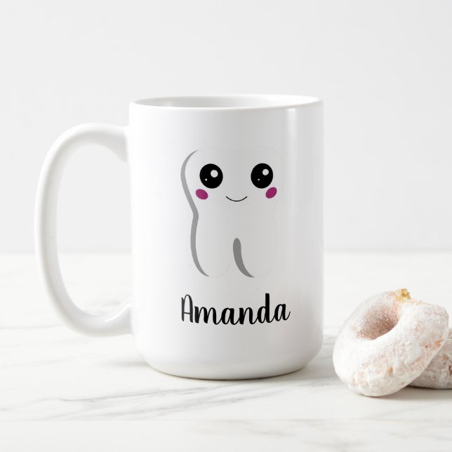 Taza De Café Happy Dental Tooth Smite (Con donut)