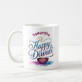 Taza De Café Happy Diwali customisable white 