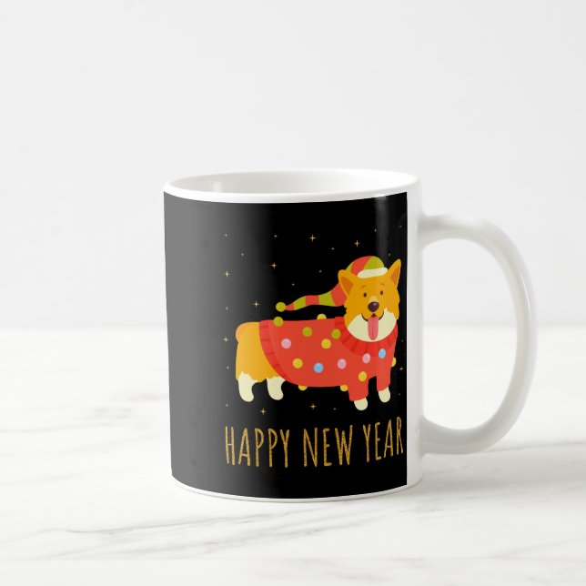 Taza De Café Happy Dog Corgi Celebrating New Year Cozy Christma (Derecha)