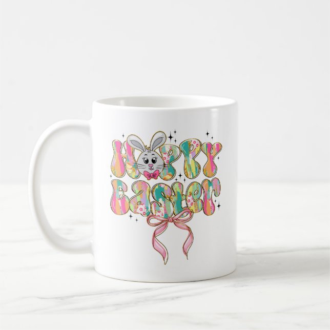 Taza De Café Happy Easter Bunny Coquette Bow (Izquierda)