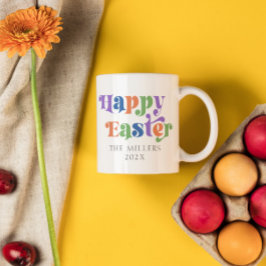 Taza De Café Happy Easter Colorous Retro Typography