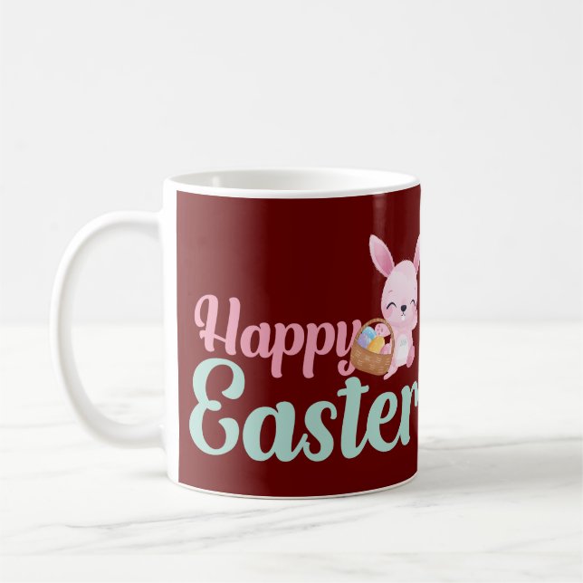Taza De Café HAPPY EASTER divertido conejito de Pascua (Izquierda)