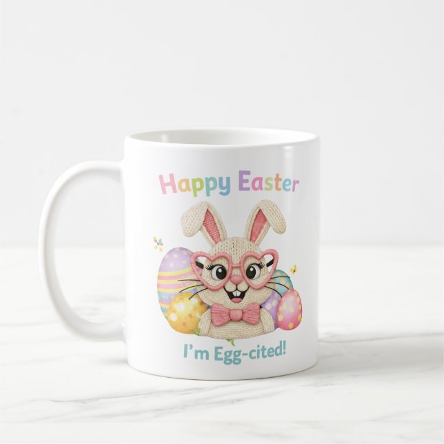 Taza De Café Happy Easter I'm Egg-cited Bunny  (Izquierda)