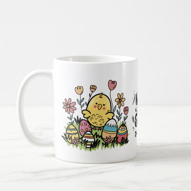 Taza De Café Happy Easter Mug: Diseño festivo y alegre (Izquierda)