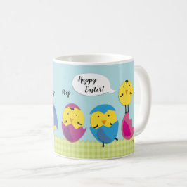 Taza De Café Happy Easter Yellow Chicks Añadir nombre