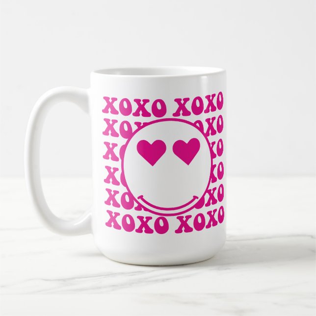 Taza De Café Happy Face, xoxo, valentine, custom mug, cup (Izquierda)