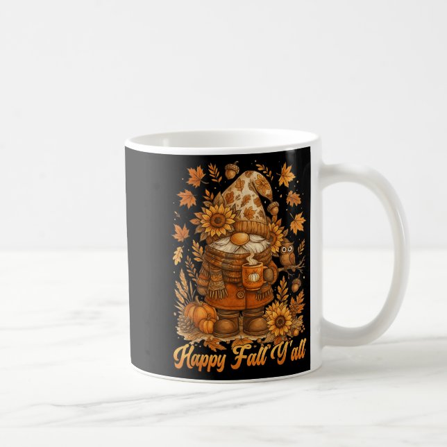 Taza De Café Happy Fall Y'all Gnome Pumpkin Autumn Thanksgiving (Derecha)