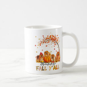 Taza De Café Happy Fall Y'all Pomeranian Autumn Lover