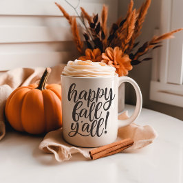 Taza De Café Happy Fall Y'all Trendy Calligraphy Mug