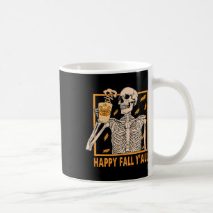 Taza De Café Happy Fall Yall Women Halloween Skeletine Pumpkin 