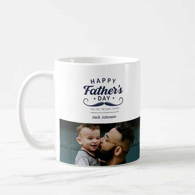 Taza De Café Happy Father’s Day Mustache Tribute Design (Izquierda)
