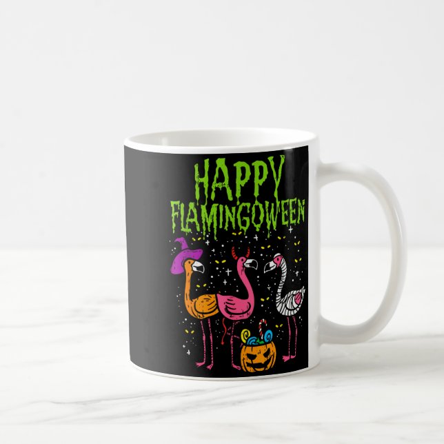 Taza De Café Happy Flamingoween Y Flamingos Funny Halloween Cos (Derecha)