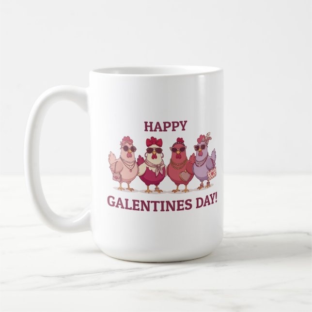 Taza De Café Happy Galentines Day Chicken Squad Cute Funny Hens (Izquierda)
