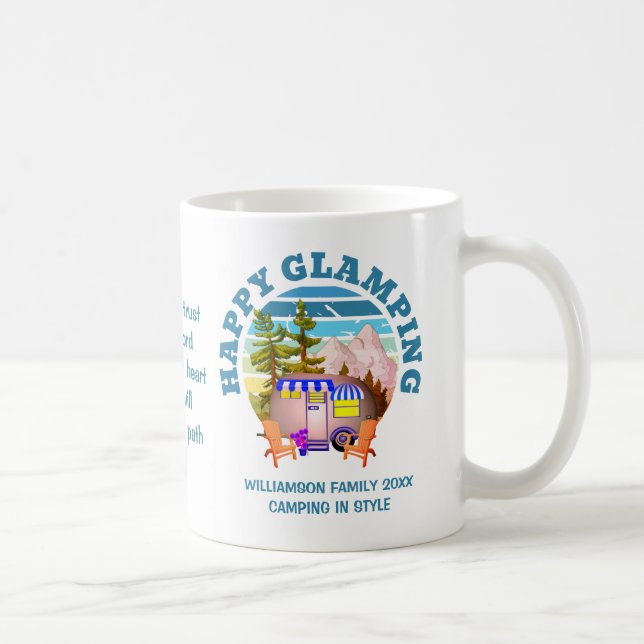 Taza De Café HAPPY GLAMPING Nombre personalizado Familia Campin (Derecha)