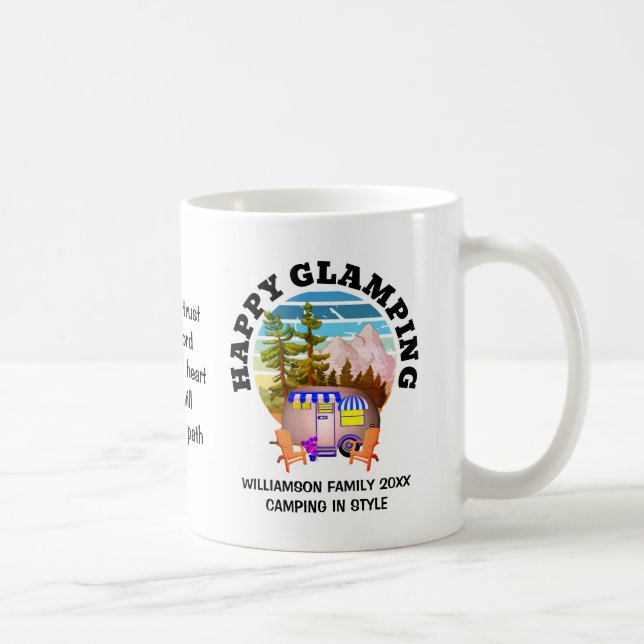 Taza De Café HAPPY GLAMPING Nombre personalizado Familia Campin (Derecha)