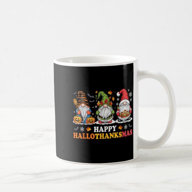 Taza De Café Happy Hallothanksmas Gnome Halloween Thanksgiving  (Derecha)