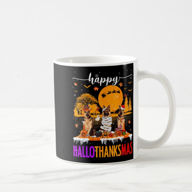 Taza De Café Happy Hallothanksmas Halloween Xmas German Shepher (Derecha)