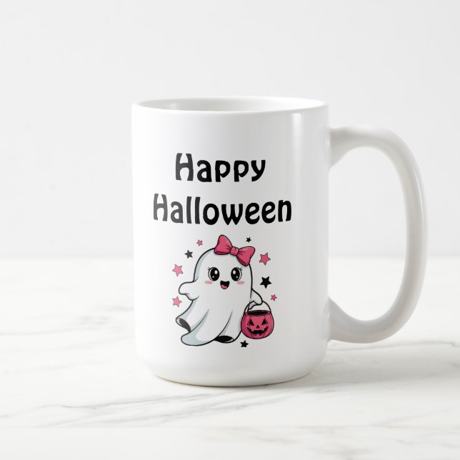Taza De Café Happy Halloween Cute Pumpkin Ghost (Derecha)