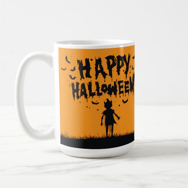 Taza De Café Happy Halloween:Mug with Mysterious Silhouette (Izquierda)