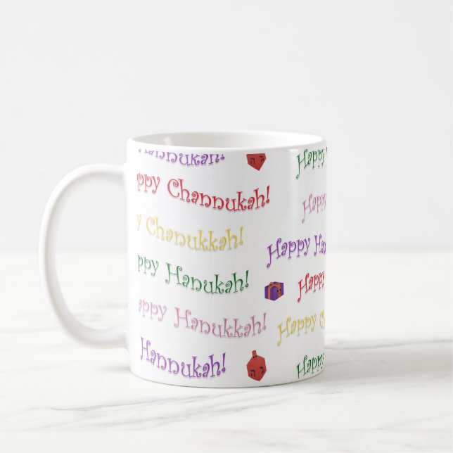 Taza De Café Happy Hannukah Patterned (Izquierda)