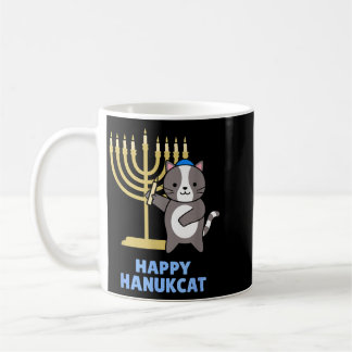 Taza De Café Happy Hanukcat Black Cat Meowzel Tov Menorah Funny