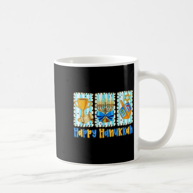 Taza De Café Happy Hanukkah Coquette Menorah Dreidel Chanukah G (Derecha)