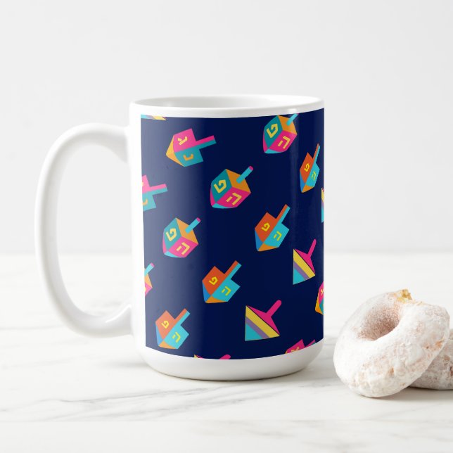 Taza De Café Happy Hanukkah Festival dreidel Holiday Decoration (Con donut)
