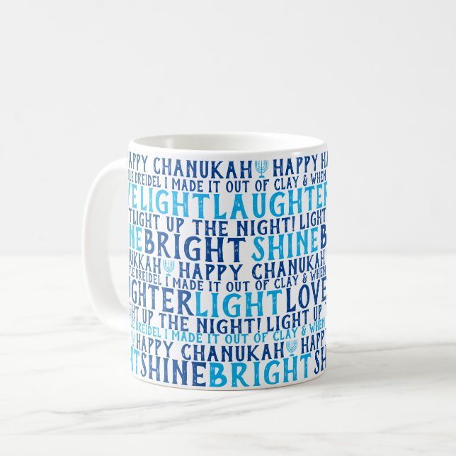 Taza De Café HAPPY HANUKKAH Love Light Laughter Coffee Mug (Anverso izquierdo)