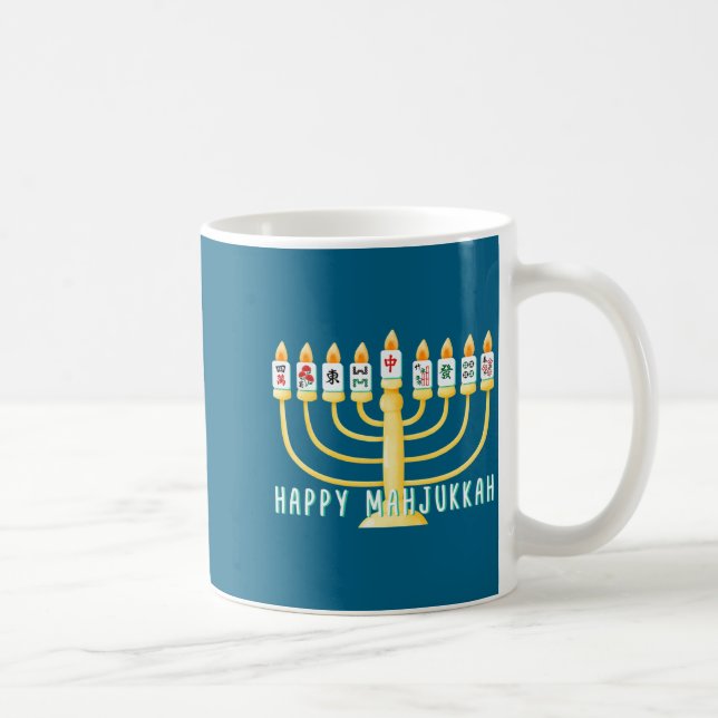 Taza De Café Happy Hanukkah Mahjong Menorah Mahjukkah Chanukkah (Derecha)