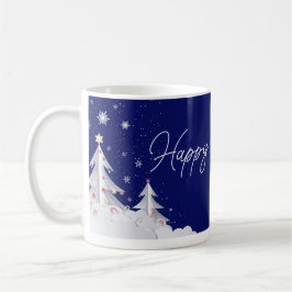 Taza De Café Happy Hoildays – Festive Winter Blue Mug