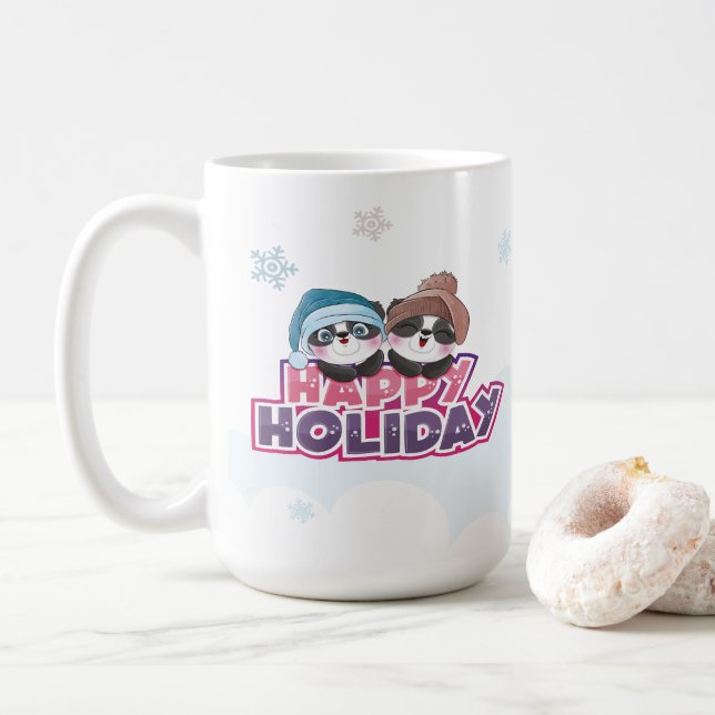 Taza De Café Happy Holiday Cute Panda Mug (Con donut)