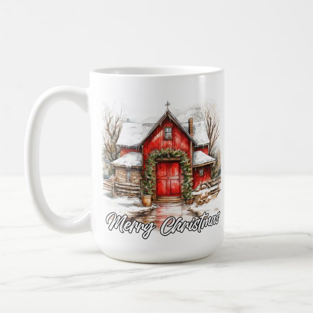 Taza De Café Happy Holidays Decorative Country House (Izquierda)