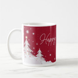 Taza De Café Happy Holidays – Festive Winter Ruby Red Mug